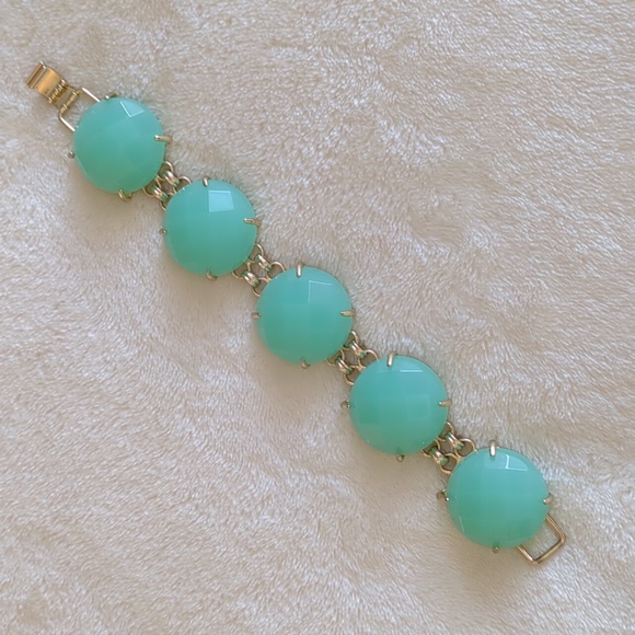 Kendra Scott Cassie Bracelet Chalcedony Chunky Statement Gold Seafoam Green - Picture 11 of 15